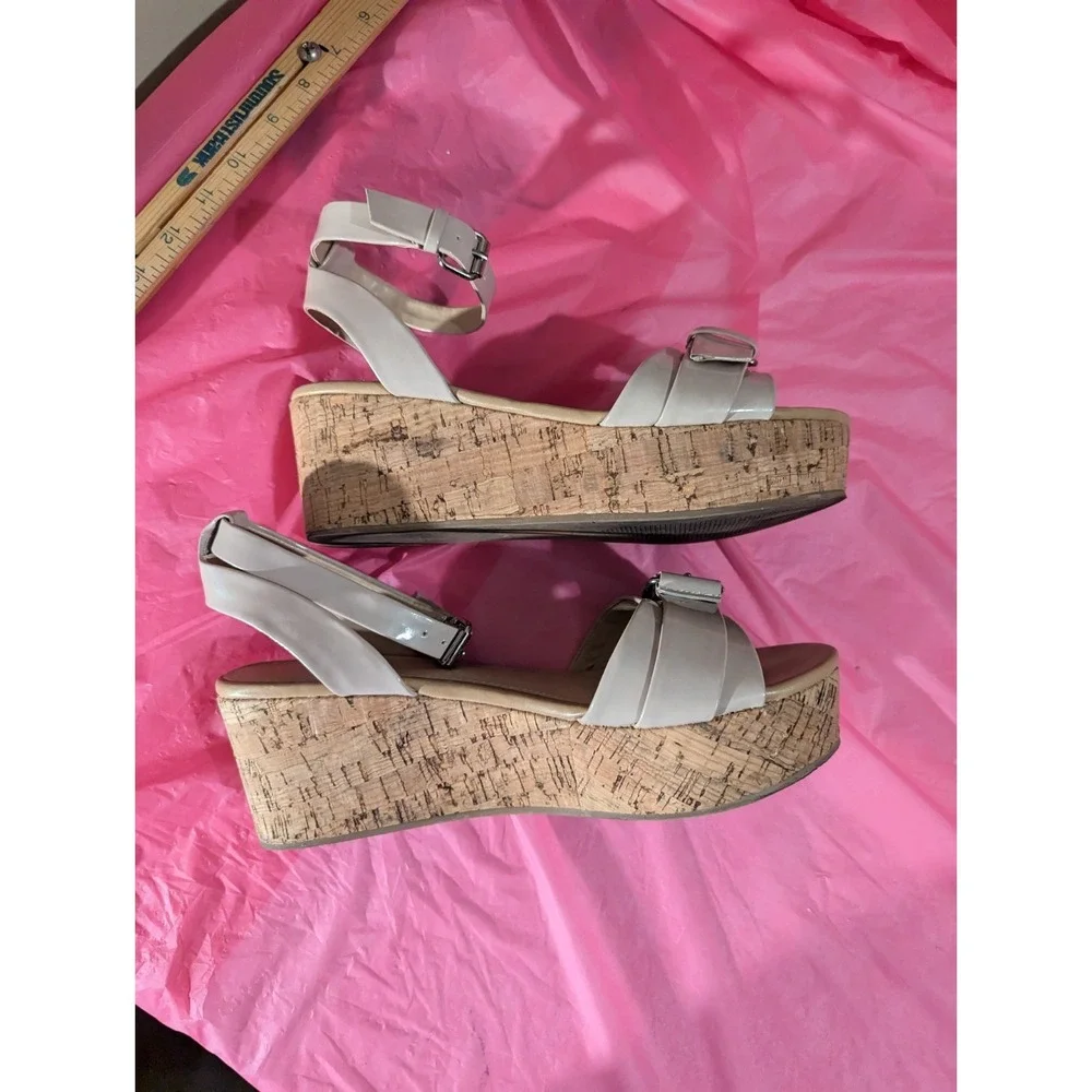 Aldo‎ nude strappy wedge cork sole sandal shoe womens 8